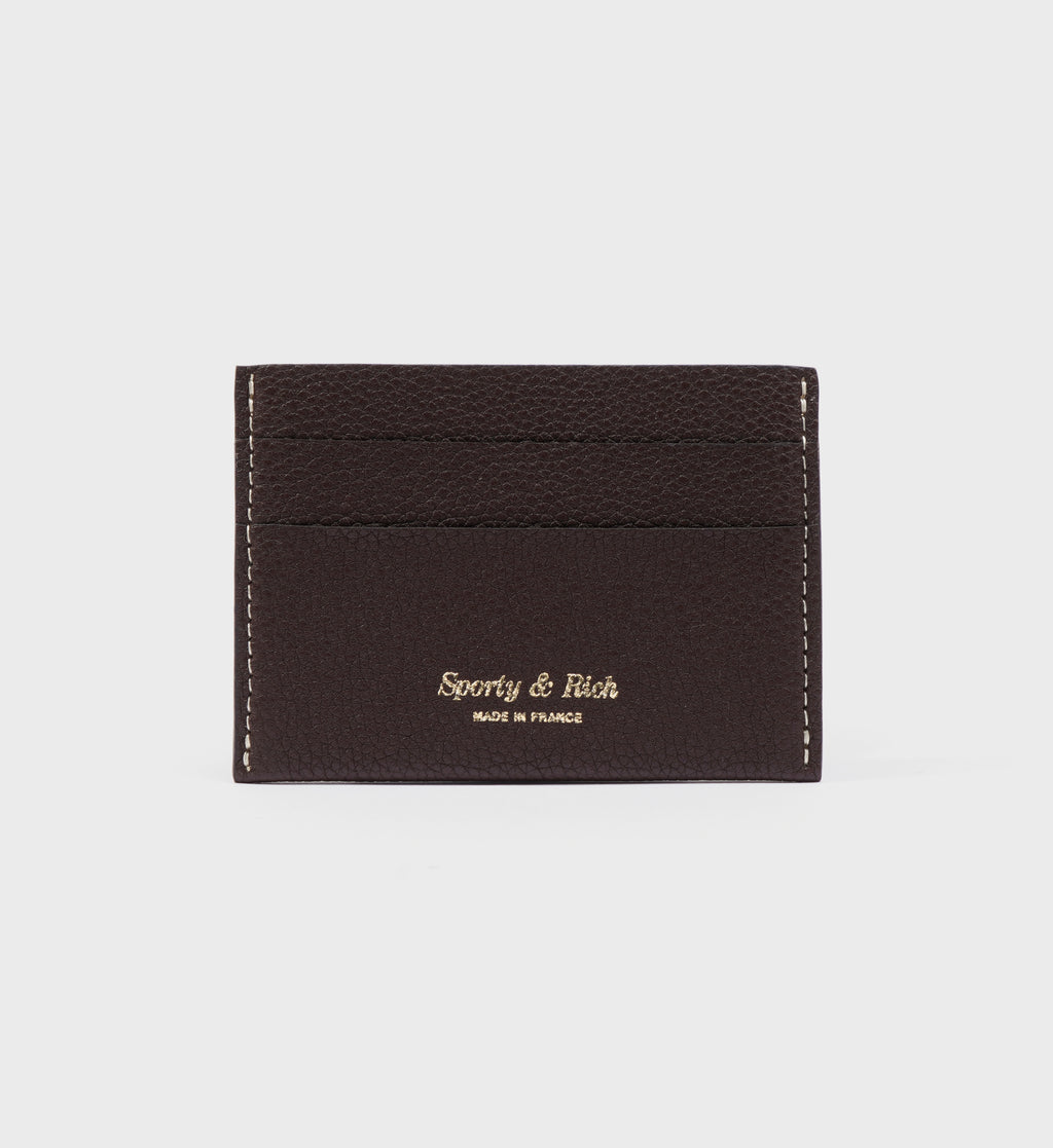 Leather Card Holder - Chocolate/Gold