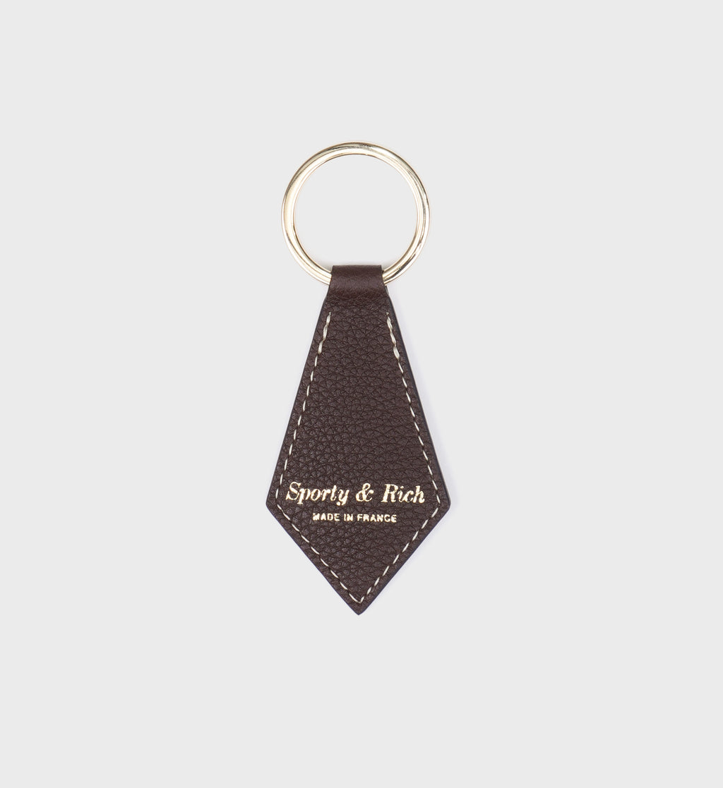 Leather Key Chain - Chocolate/Gold