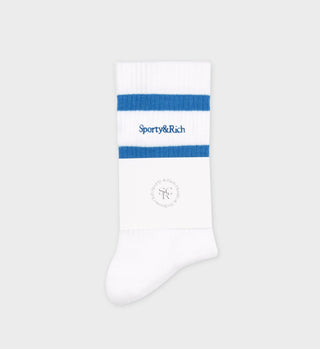 Serif Logo Socks - White/Lapis