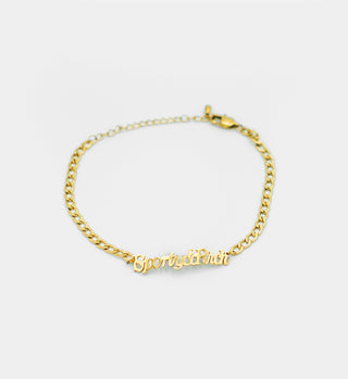 Classic Logo Curb Chain Anklet - Gold Plated