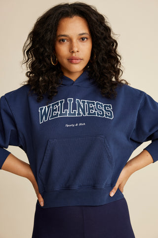 Wellness Ivy Cropped Hoodie - Navy/White