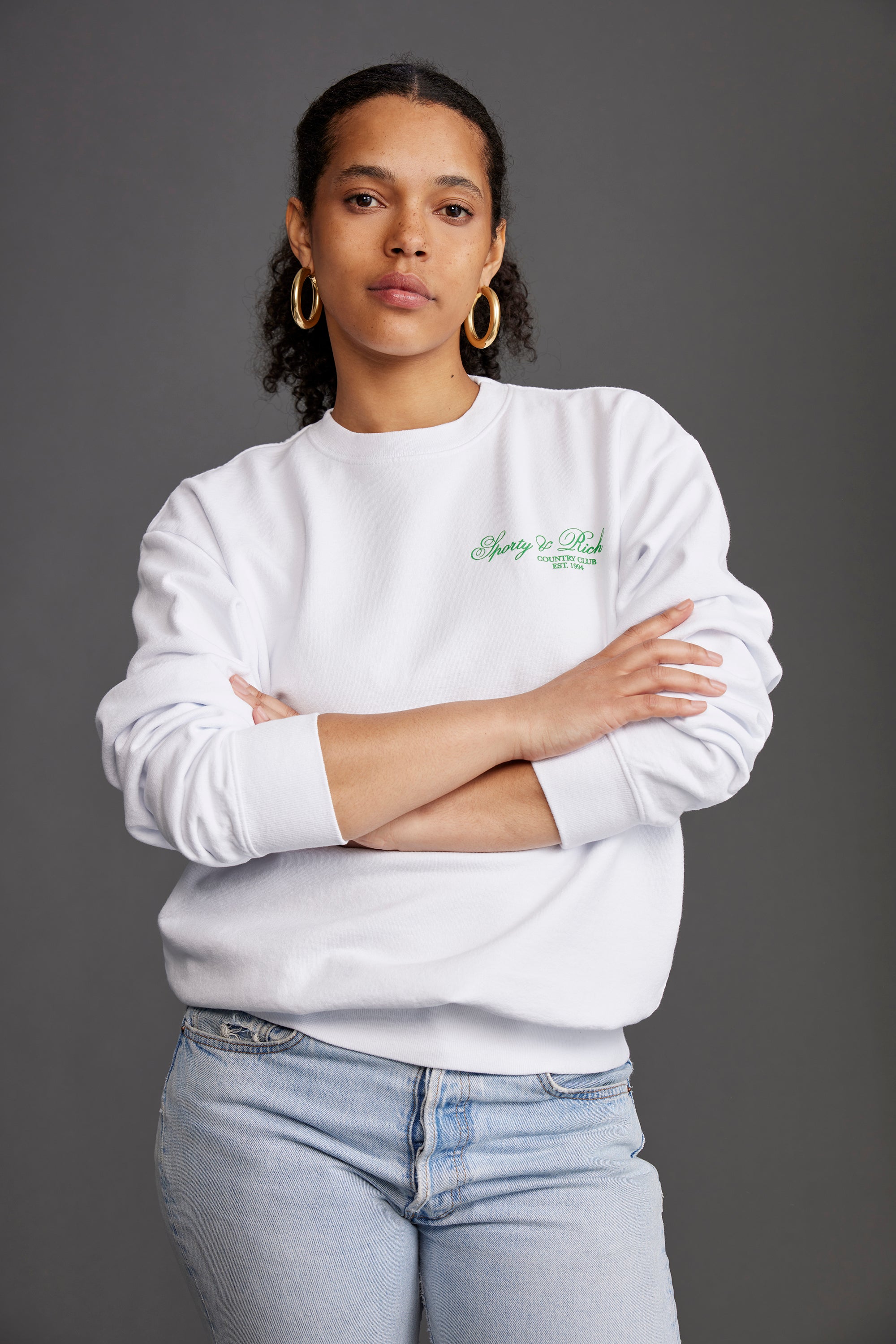 Villa Crewneck - White/Jade – Sporty u0026 Rich