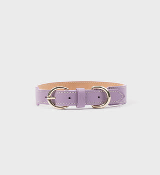 Leather Dog Collar - Soft Lilac/Gold