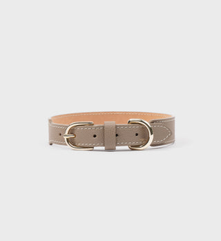 Leather Dog Collar - Oatmeal/Gold