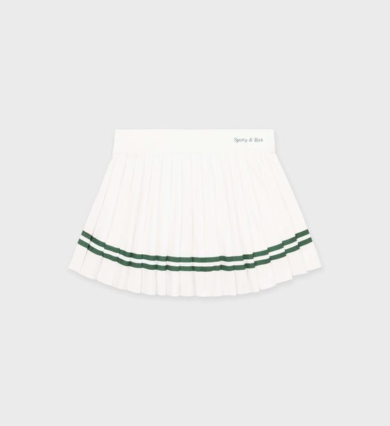 Classic Logo Pleated Skirt - White/Forest