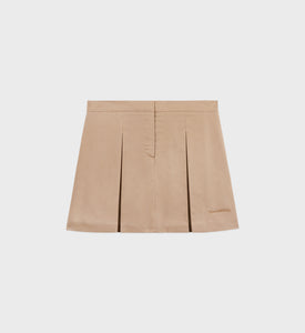 Serif Logo Box Pleat Skirt - Beige