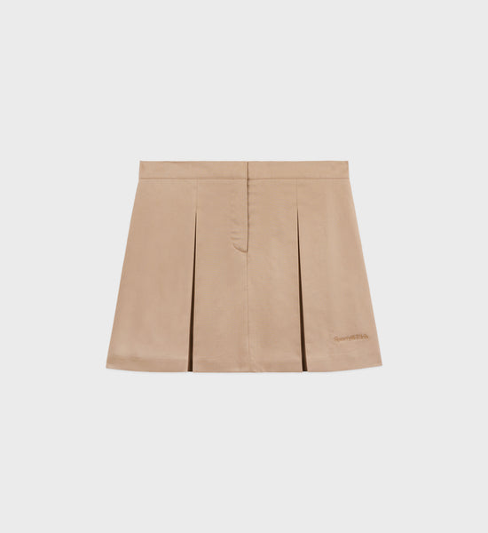 Serif Logo Box Pleat Skirt - Beige
