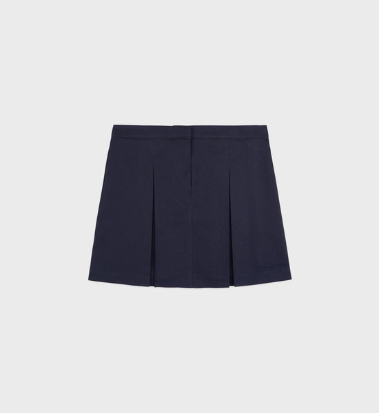 Serif Logo Box Pleat Skirt - Navy