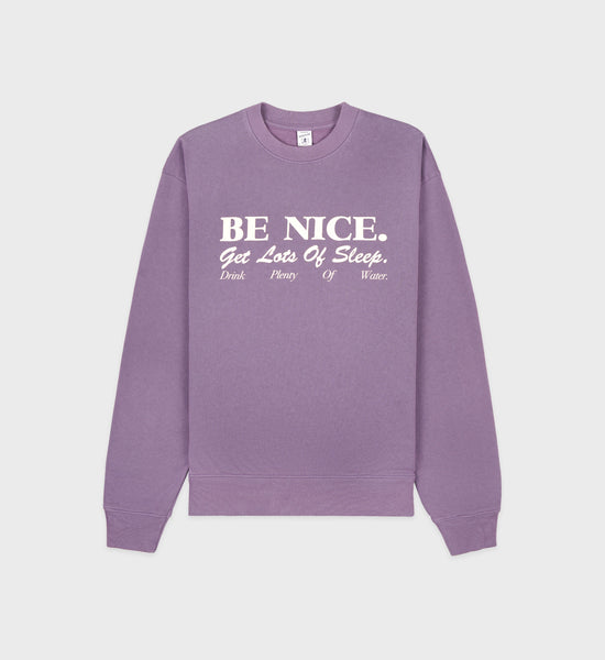Be Nice Crewneck - Eggplant/Cream