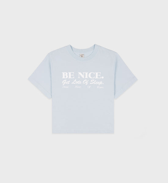 Be Nice Cropped T-Shirt - Baby Blue/White