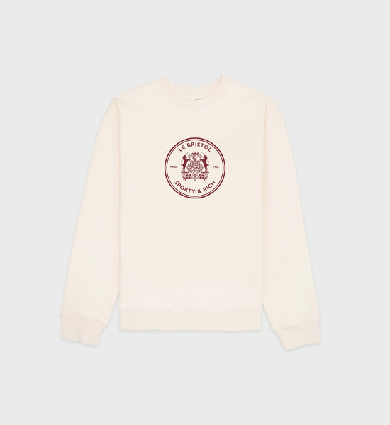 Bristol Crest Crewneck - Cream/Merlot