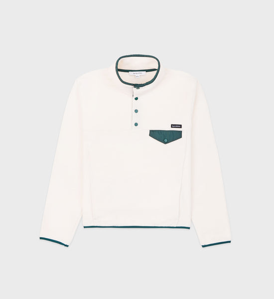 Buttoned Polar Sweatshirt - Cream/Forest