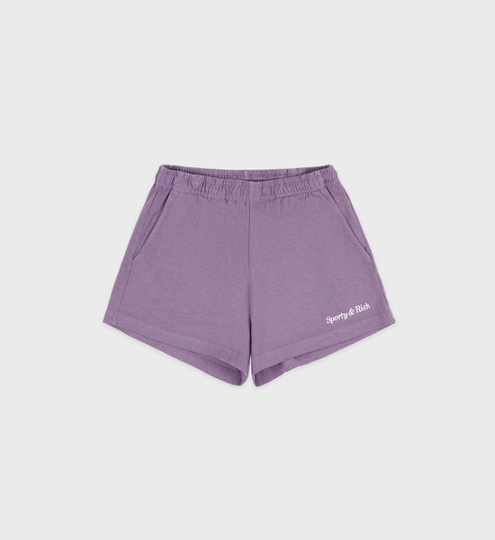 Classic Logo Embroidered Disco Short - Eggplant/White