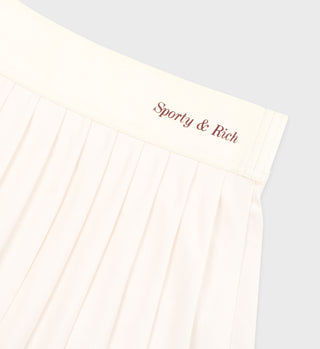 Classic Logo Pleated Skirt - Off White/Merlot