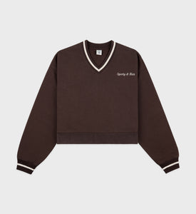 Classic Logo Embroidered V-Neck Sweater - Chocolate