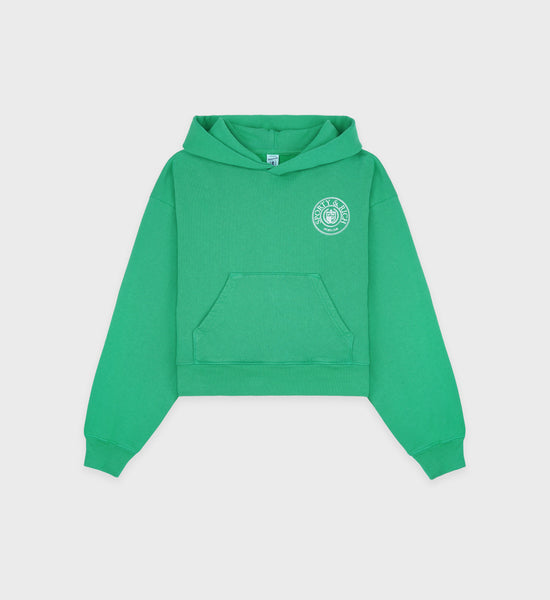 Connecticut Crest Cropped Hoodie - Verde/White