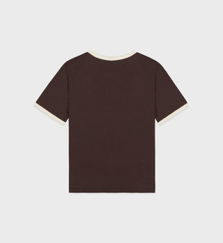 Connecticut Crest Ringer Tee - Chocolate/Off White