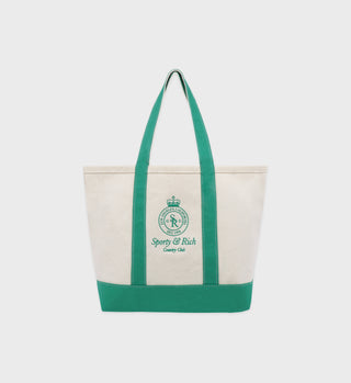 Crown Logo XL Tote Bag - Natural/Verde