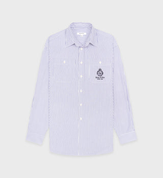 Crown Oversized Utility Shirt - Blue Striped