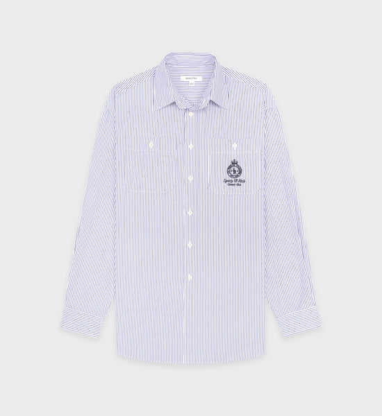 Crown Oversized Utility Shirt - Blue Striped