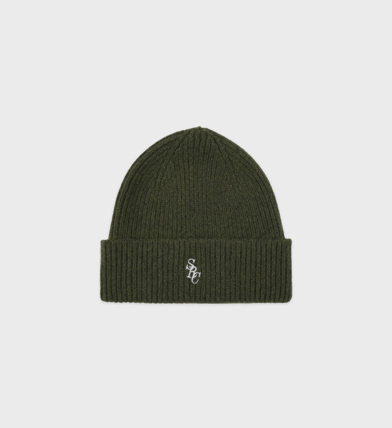 SRC Wool Beanie - Kaki/White