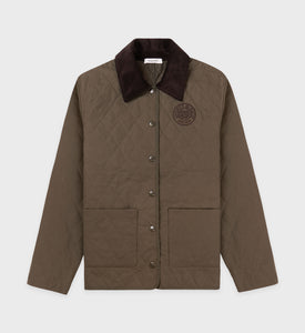 Connecticut Crest Quilted Jacket - Kaki/Brown