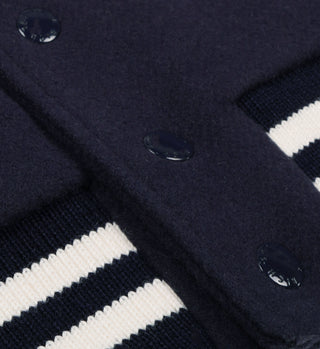 Crown Wool Varsity Jacket - Navy/Beige