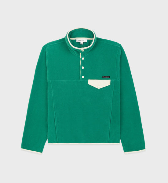Buttoned Polar Sweatshirt - Green/Cream