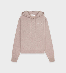 Faubourg Cashmere Hoodie - Heather Oatmeal/White