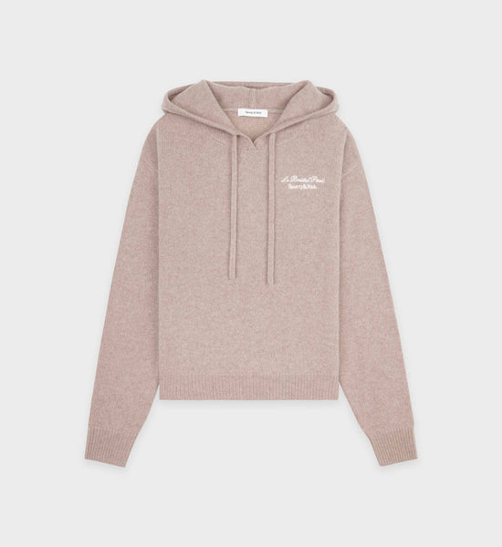 Faubourg Cashmere Hoodie - Heather Oatmeal/White