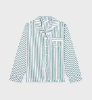 Faubourg Pyjama Shirt - White/Forest Green Striped