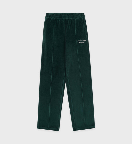 Faubourg Velour Track Pant - Forest Green/Cream