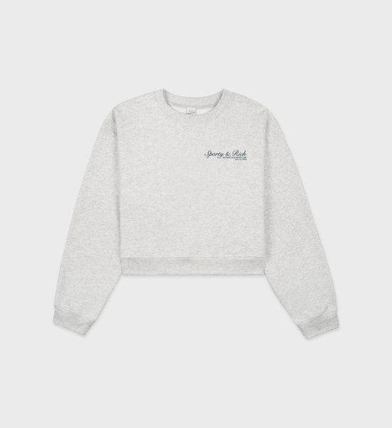 French Cropped Crewneck - Heather Gray/Navy