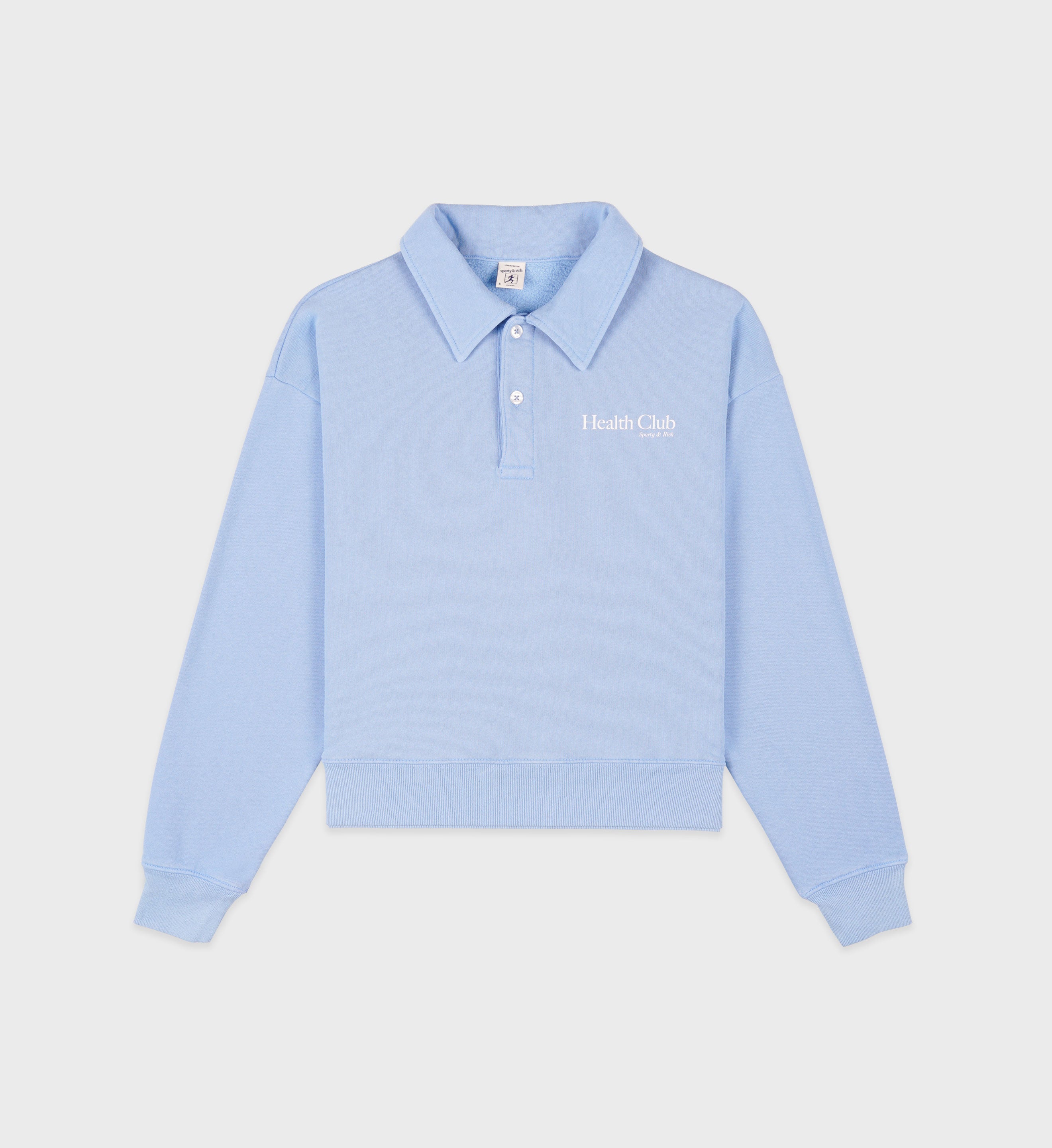Sporty amp; Rich logo-print long-sleeved polo top - White