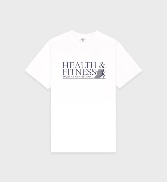 Health & Fitness T-Shirt - White/Navy
