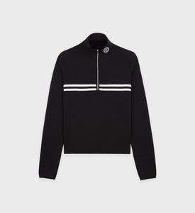 Minimal Quarter Zip - Black/Off White