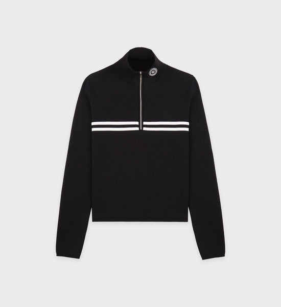 Minimal Quarter Zip - Black/Off White
