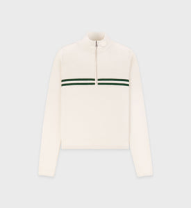 Minimal Quarter Zip - Off White/Forest