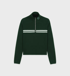 Minimal Quarter Zip - Forest/Off White