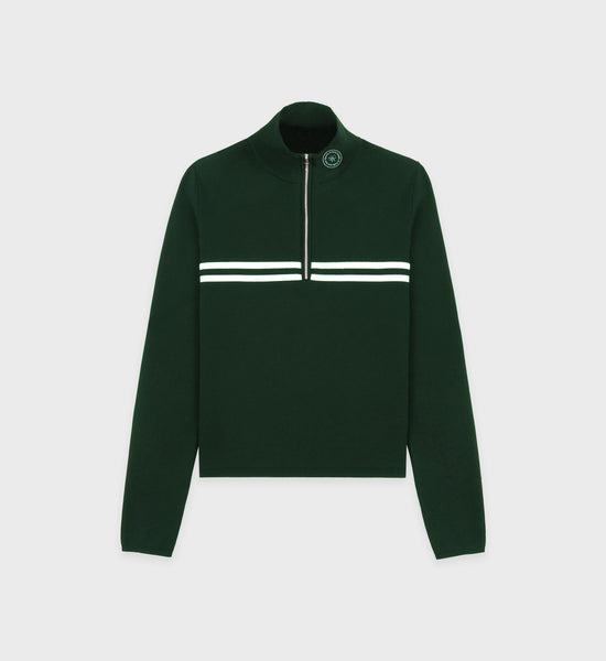 Minimal Quarter Zip - Forest/Off White