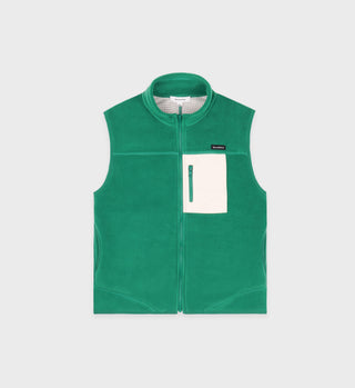 Zipped Polar Vest - Green/Cream