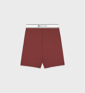 Runner Script Biker Short - Maroon