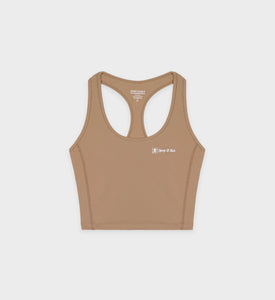 Runner Script Sports Tank - Earl Gray/White