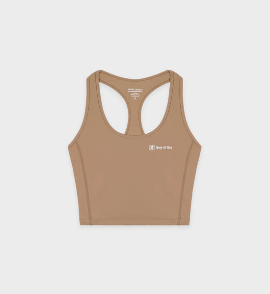 Runner Script Sports Tank - Earl Gray/White