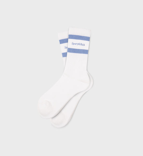Serif Logo Socks - White/Sky Blue