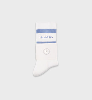 Serif Logo Socks - White/Sky Blue
