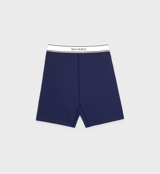 Serif Logo Biker Short - Navy/Off White