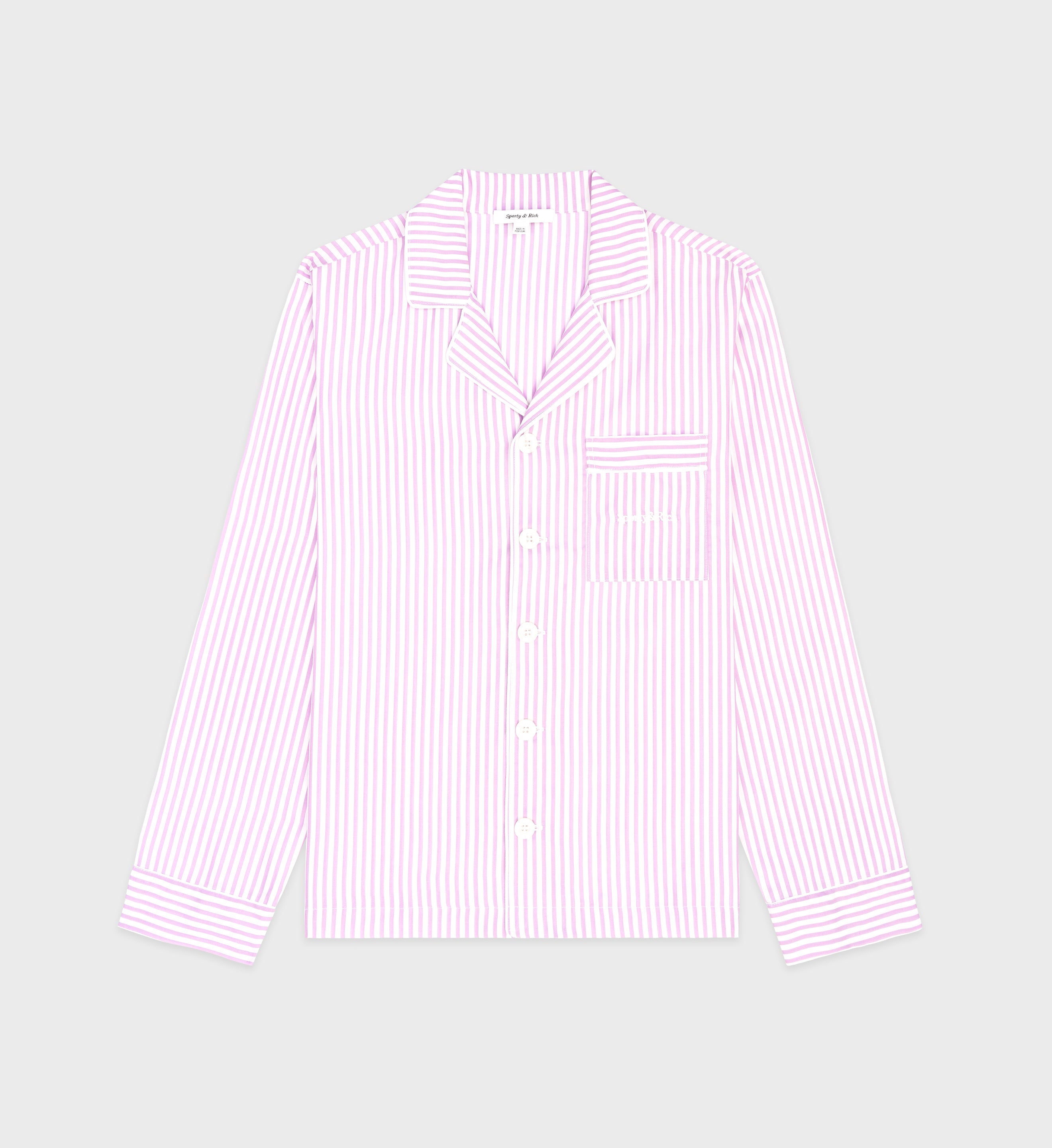 Serif Logo Pyjama Shirt - Lilac Striped – Sporty & Rich