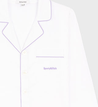 Serif Logo Pyjama Shirt - White/Lilac