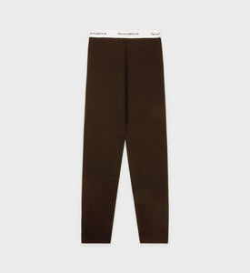 Serif Logo Knitted Legging - Chocolate/Off White